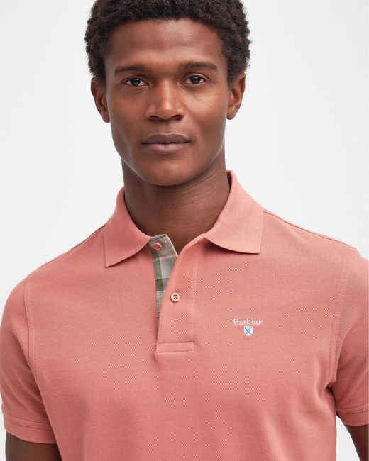 Barbour Red Tartan Pique Polo for men