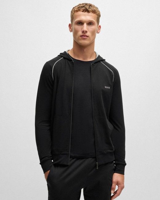 Boss Black Boss Mix&Match Stretch-Cotton Zip-Up Hoodie With Embroidered Logo for men