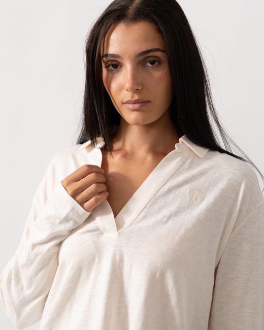 Joules Natural Tallie Slub Long Sleeve Top