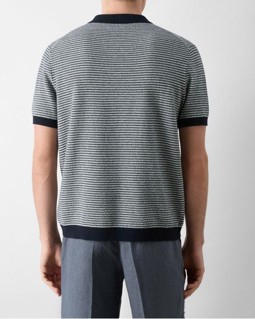 Oliver Sweeney Gray Hessle Knitted Cotton Short-Sleeved Shirt for men