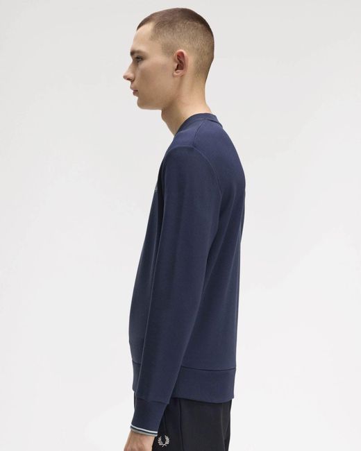 Fred Perry Blue Crew Neck Sweatshirt for men