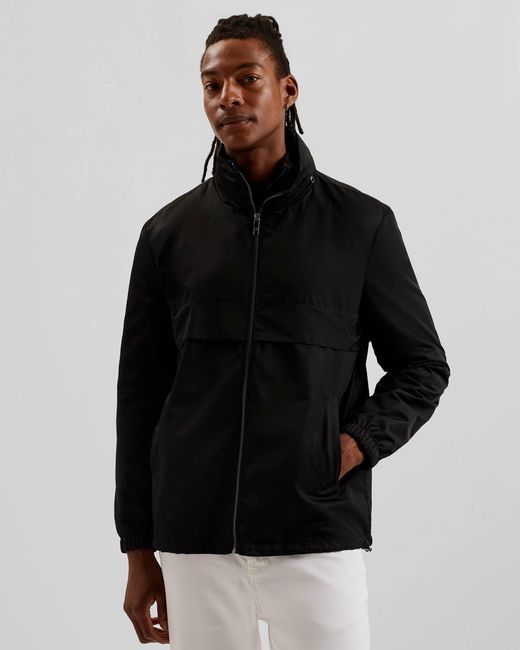 Ted Baker Black Basham Nylon Sateen Hooded Jacket for men