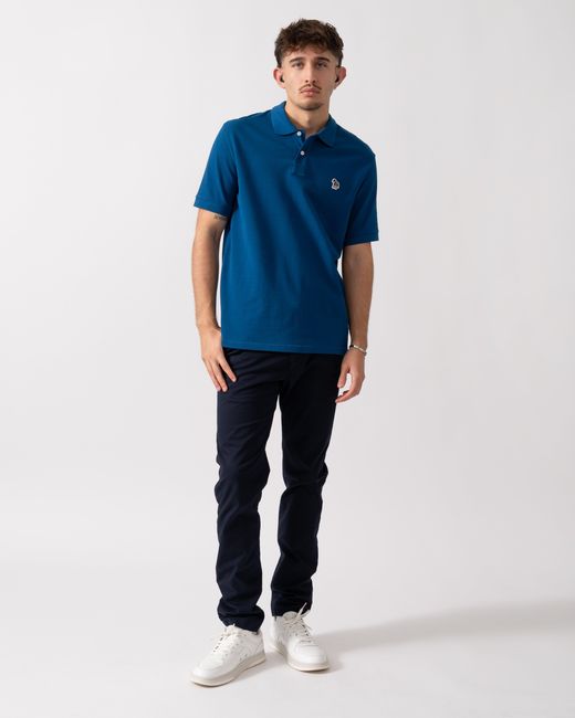 Paul Smith Blue Ps Regular Fit Short Sleeve Zebra Polo Shirt for men