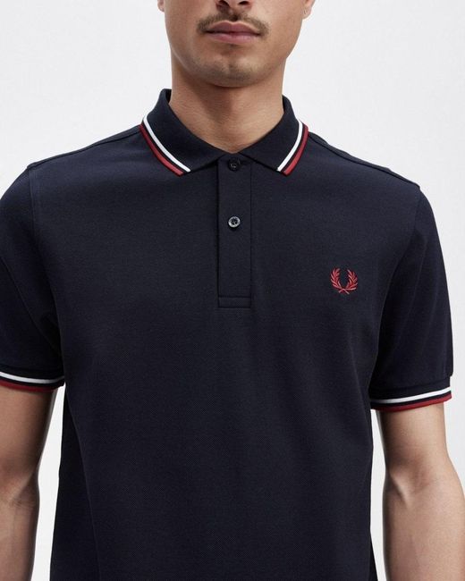 Fred Perry Blue Twin Tipped Signature Polo Shirt Nos for men