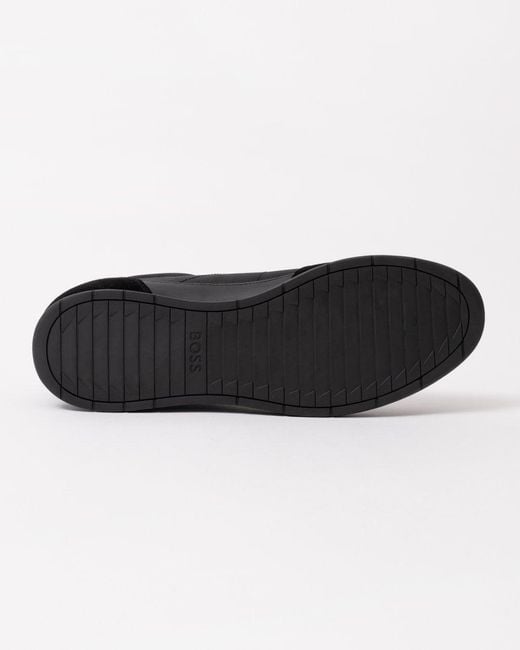 Boss Black Titanium Mixed Material Lace-up Trainers With Suede Trims for men