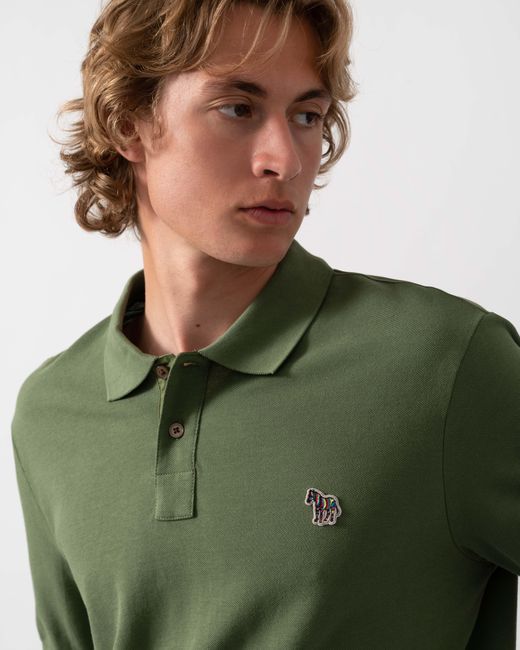 Paul Smith Green Ps Regular Fit Short Sleeve Organic Cotton Zebra Polo Shirt for men