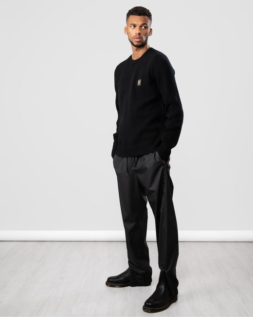 Belstaff Blue Watch Crew Neck Jumper With Logo Patch for men