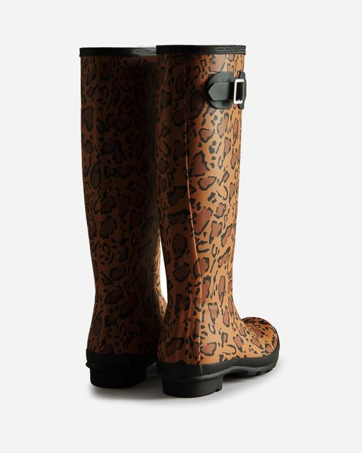 Hunter Brown Original Tall Leopard Print Boot