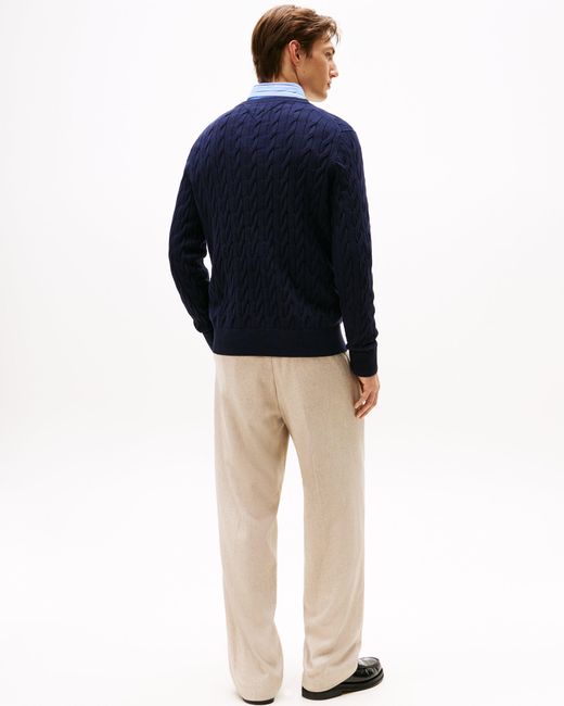 Tommy Hilfiger Blue Classic Cable Crew Jumper for men