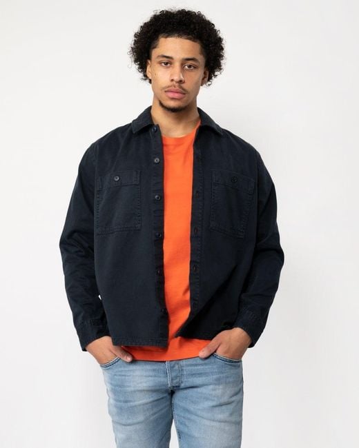 Boss Blue Locky 1 Oversized-fit Cotton Twill Overshirt for men