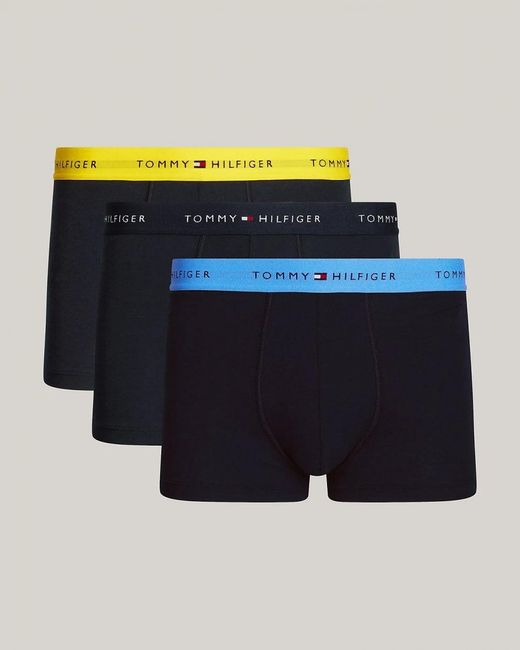 Tommy Hilfiger Blue 3 Pack Colour Waistband Trunks for men