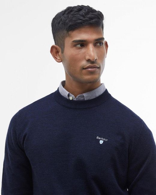 Barbour Blue Merino Crew Neck Sweater for men