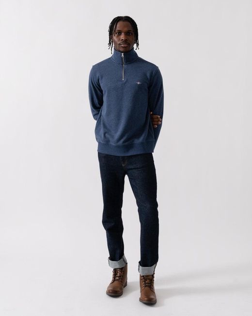 Gant Blue Regular Fit Shield Logo Half Zip Sweatshirt for men