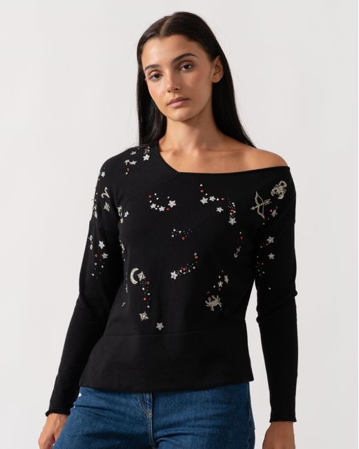 French Connection Black Zodiac Knits Ls Jumper