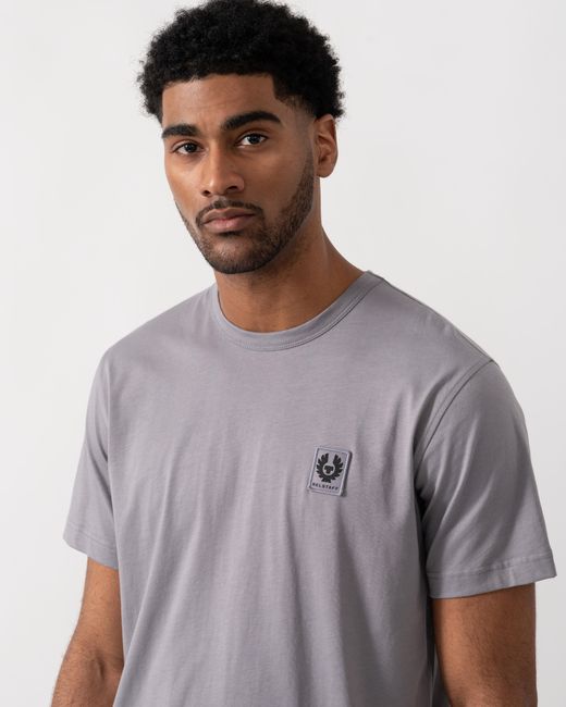 Belstaff Gray Short Sleeved Logo Patch T-Shirt for men