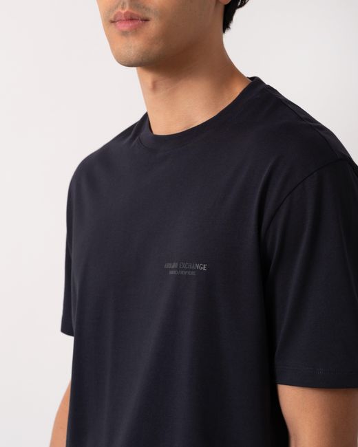 ARMANI EXCHANGE Blue T-Shirt With Small Milano/New York Logo for men