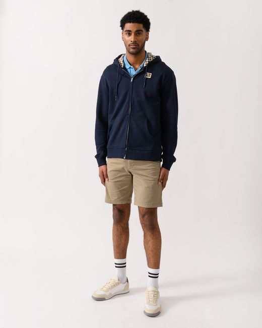 Aquascutum Blue Full Zip Badge Hoodie for men