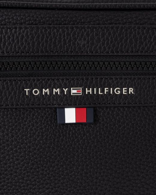 Tommy Hilfiger Black Essential Pu Metal Logo Reporter Bag for men