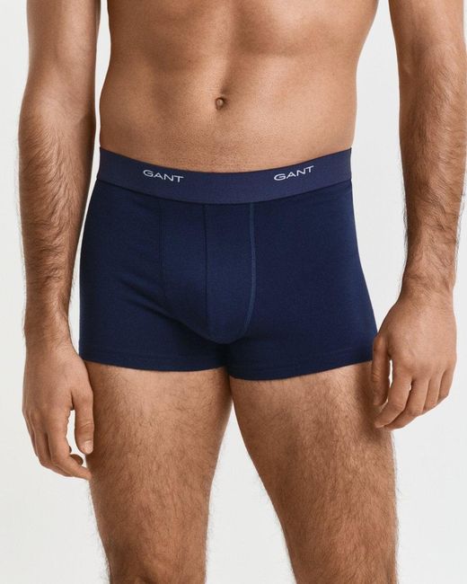 Gant Blue 3-pack Core Trunks With Logo Waistband for men