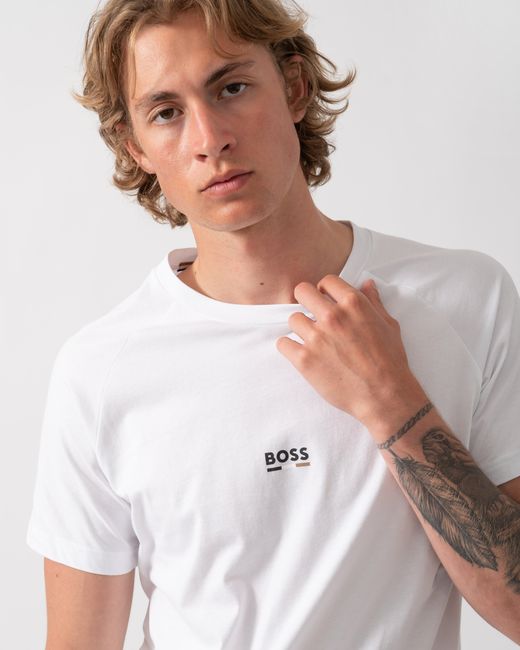Boss White Slim Fit Beach T-Shirt for men
