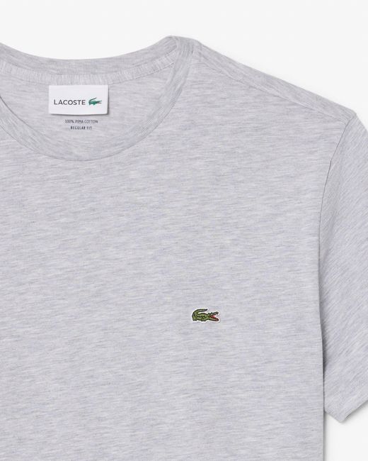 Lacoste Gray Crew Neck Pima Cotton Jersey T-Shirt Size: S for men