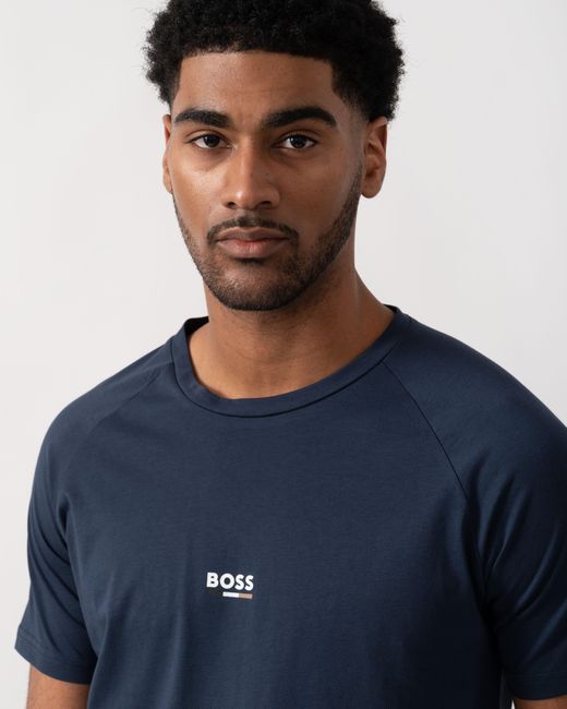 Boss Blue Slim Fit Beach T-Shirt for men