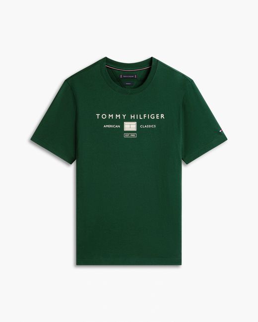 Tommy Hilfiger Green Brand Love Mono Stack T-Shirt for men