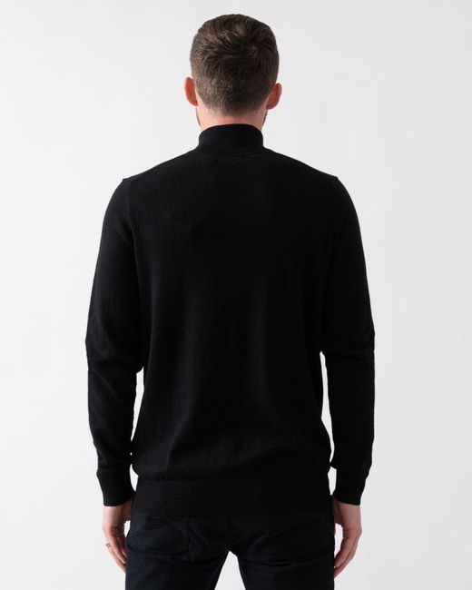 Lyle & Scott Black Cotton Merino Quarter Zip Jumper for men