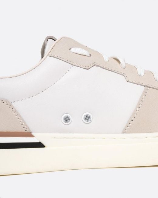 Boss White Clint Cupsole Lace-up Trainers In Leather And Suede