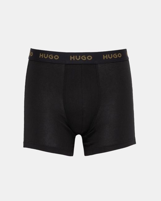 HUGO Black 3 Pack Boxer Briefs With Logo Waistbands for men