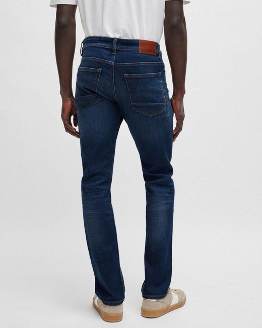 Boss Delaware Bc-c Slim Fit Jeans In Dark Blue Super-stretch Denim for men