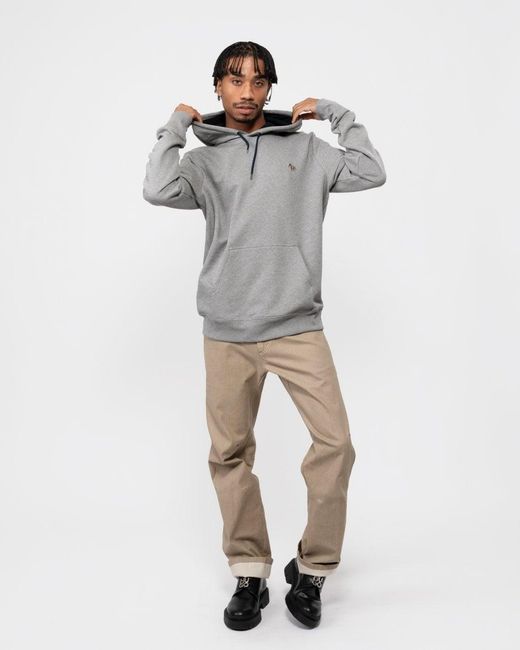 Paul Smith Gray Ps Regular Fit Cotton Zebra Logo Hoodie for men