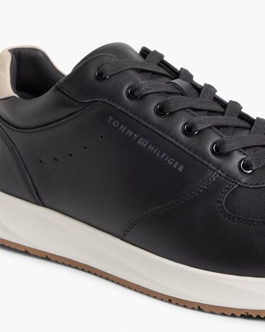 Tommy Hilfiger Black Newport Leather Trainers for men