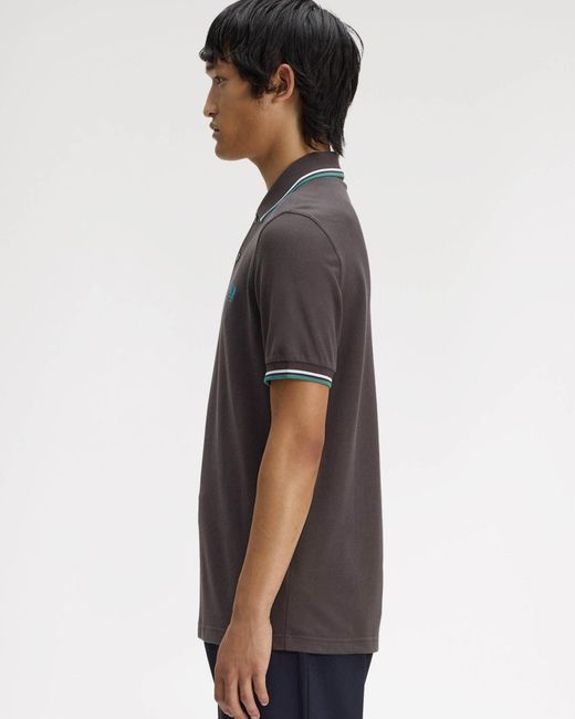 Fred Perry Gray Twin Tipped Signature Polo Shirt for men