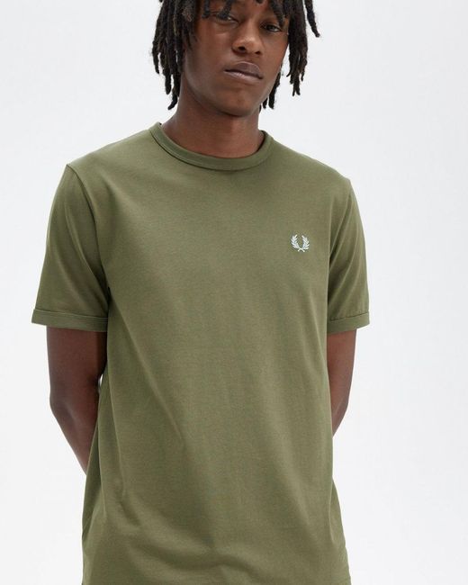 Fred Perry Green Ringer for men