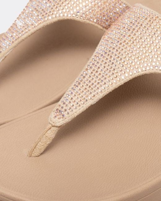 Fitflop Natural Lulu Crystal Embellished Toe-post Sandals
