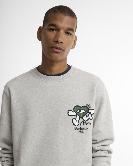 Barbour Gray X Mul Crewneck Sweatshirt for men