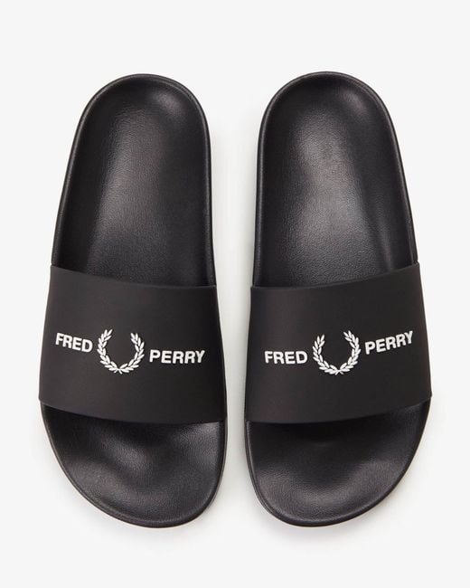 Fred Perry White Branded Slider for men