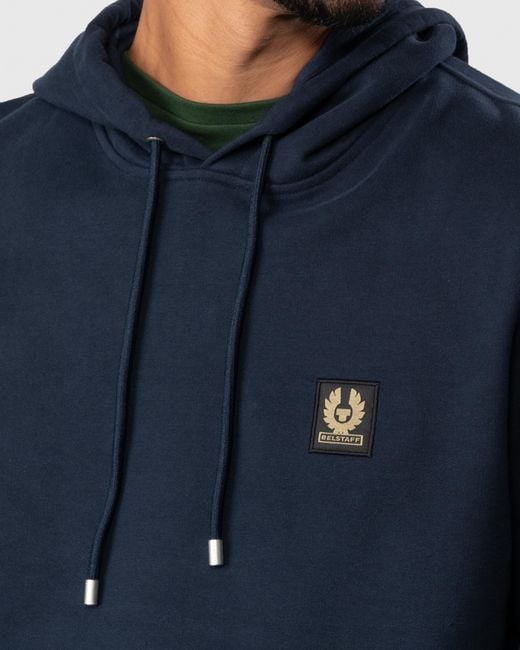 Belstaff Blue Pullover Logo Patch Hoodie for men