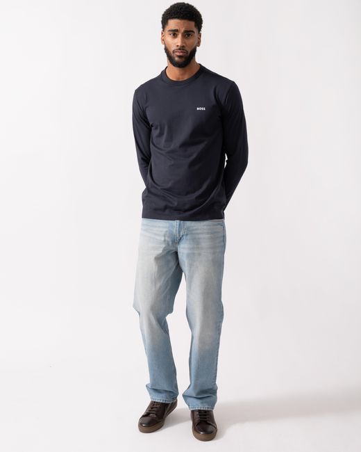 Boss Blue Tee Stretch-Cotton T-Shirt With Contrast Logo for men
