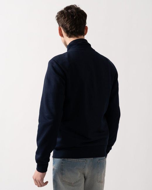 Lacoste Blue Regular Fit Brushed Fleece Zippered Sweatshirt for men
