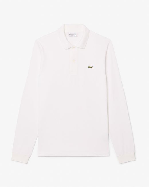 Lacoste White Original L.12.12 Long Sleeve Cotton Polo Shirt for men