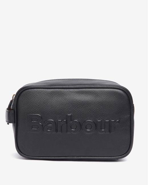 Barbour Black Logo Leather Washbag for men