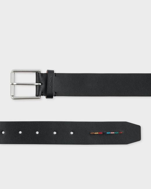 Paul Smith Gray Stitch Stripe Leather Belt for men