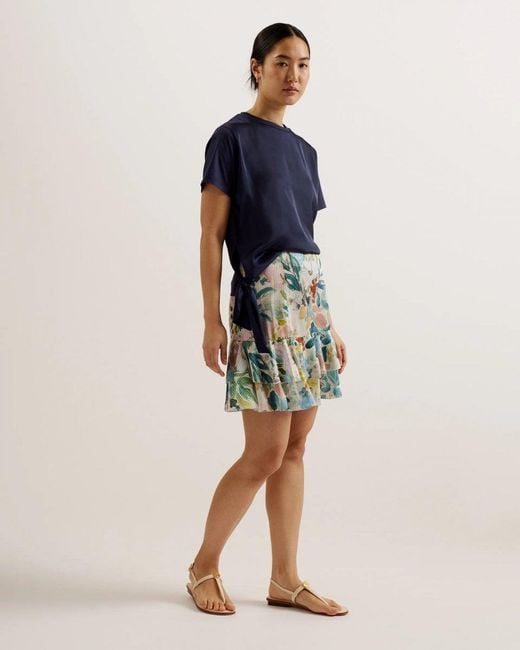 Ted Baker Green Pragsea Tiered Mini Skirt With Slits