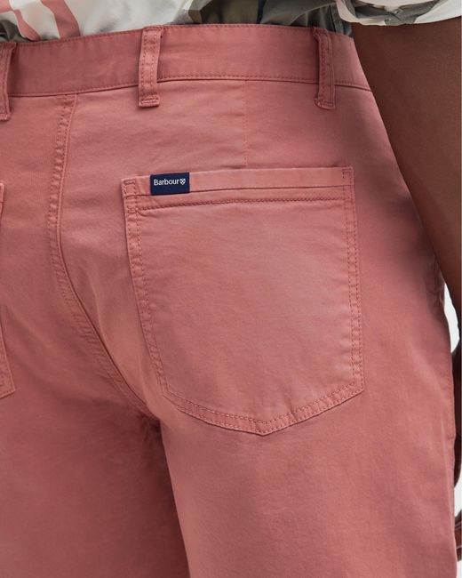 Barbour Red Overdyed Twill Shorts for men