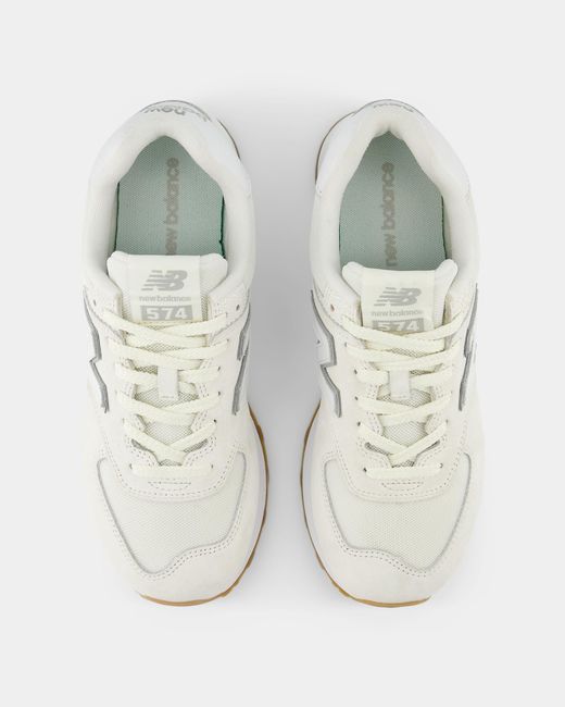 New Balance Leather 574 Low Profile Sneakers in White Lyst