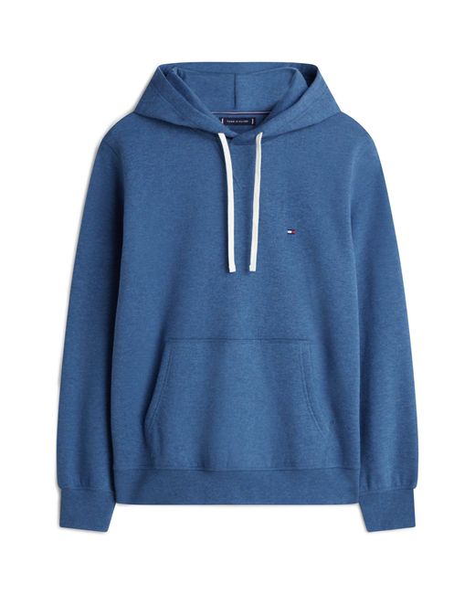 Tommy Hilfiger Blue Essential Flag Embroidery Fleece Hoodie for men