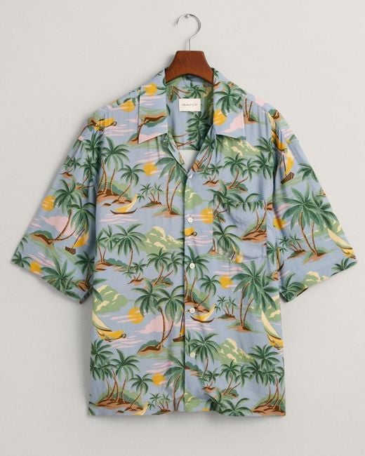 Gant Green Hawaiian Print Short Sleeve Shirt for men