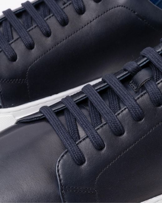 Oliver Sweeney Blue Hayle Antiqued Calf Leather Trainers for men